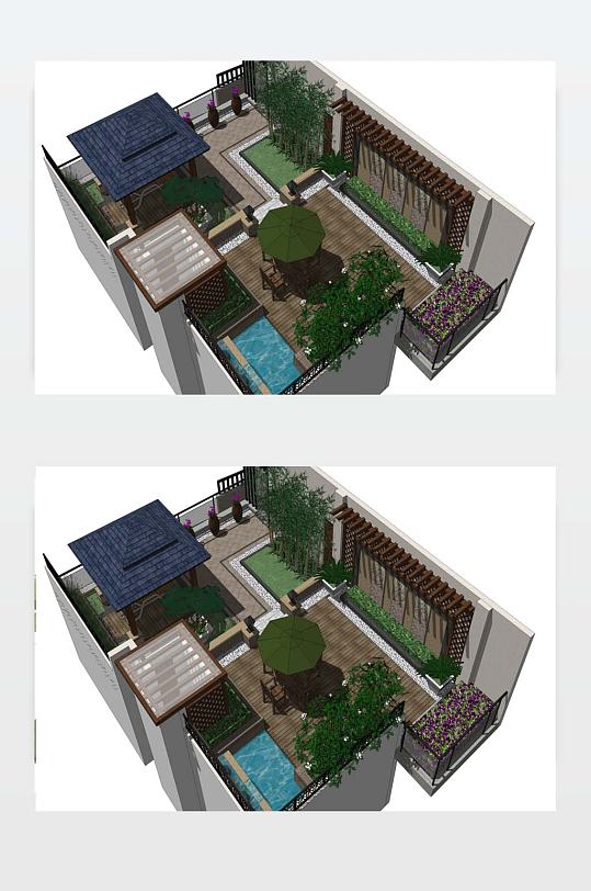 庭院花园SU模型-众图网