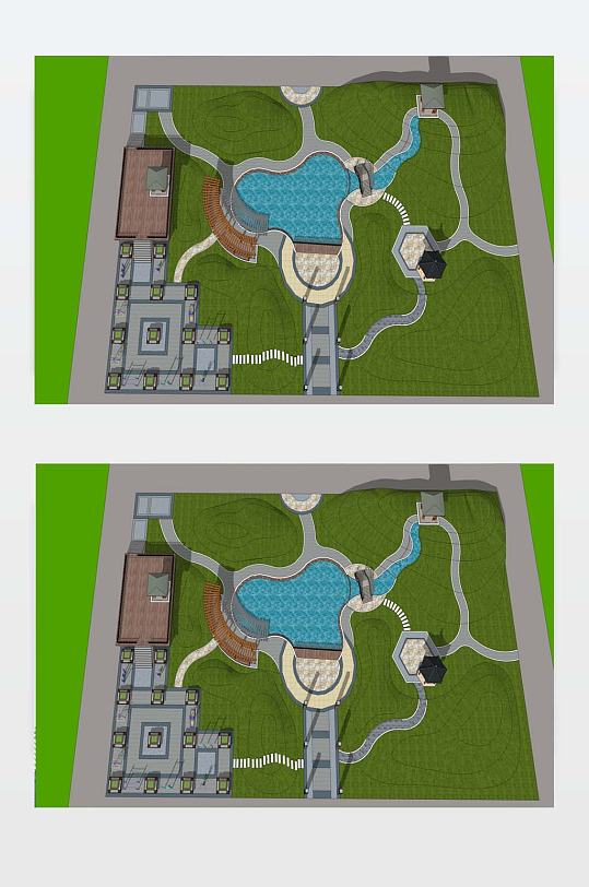 SU庭院花园模型-众图网