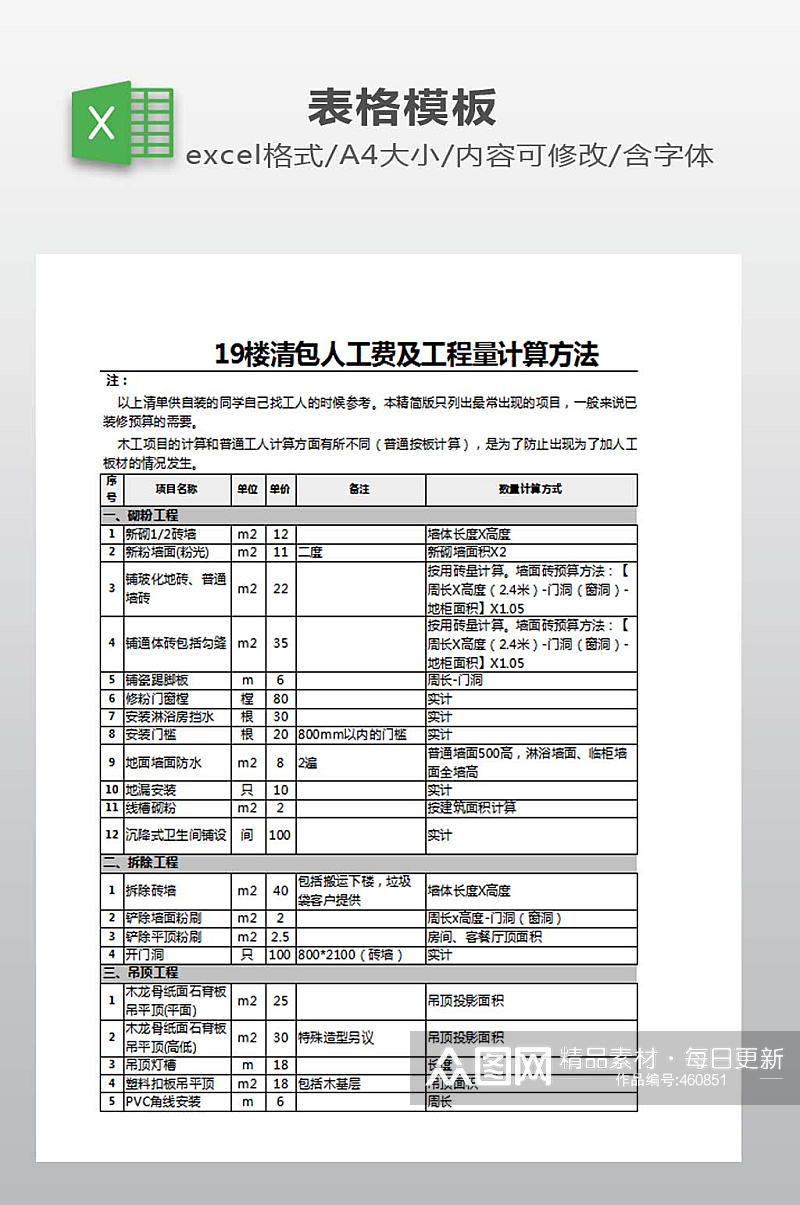 预算表EXCEL模板素材