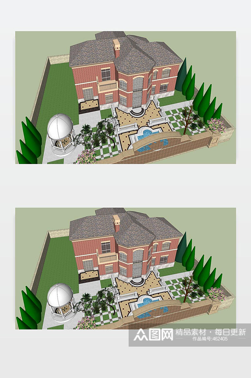 别墅SU模型下载素材