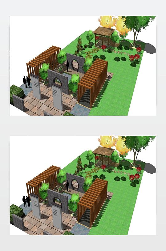 SU草图大师庭院花园模型-众图网