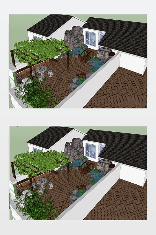 SU草图大师庭院花园模型-众图网