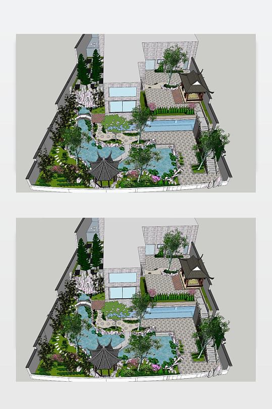 庭院花园SU模型-众图网