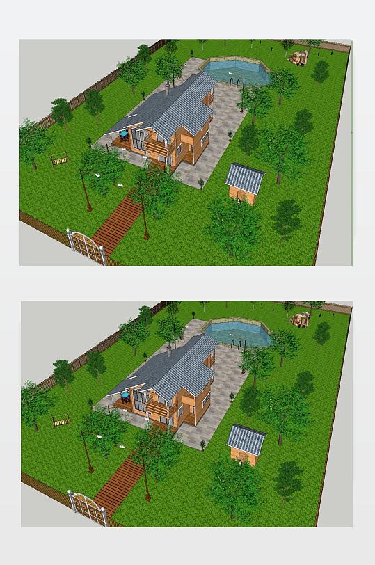 SU庭院花园模型-众图网