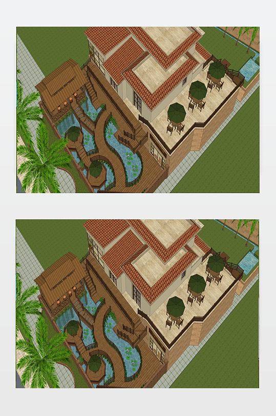 su草图大师庭院花园模型