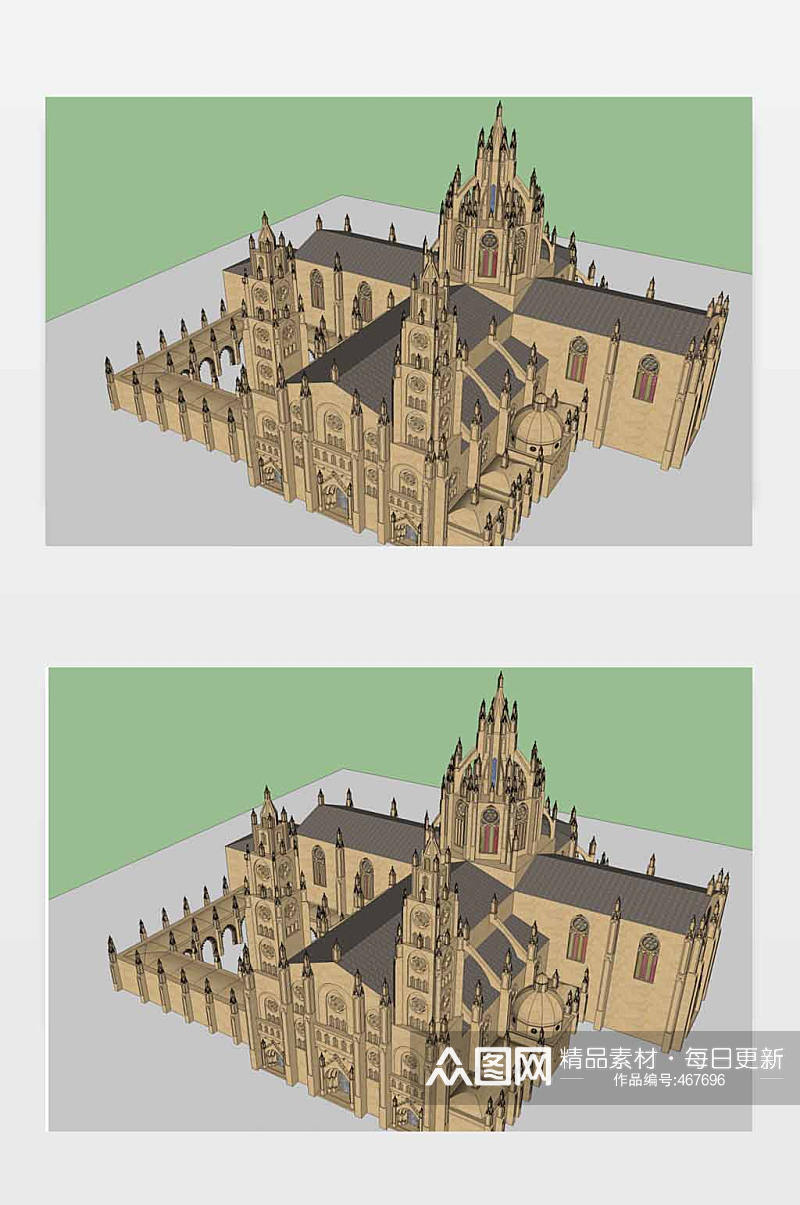 哥特教堂SU模型素材
