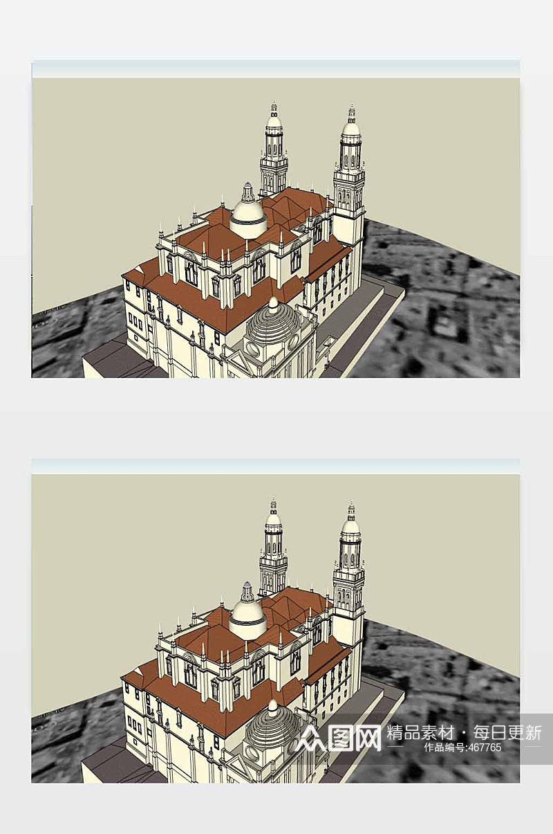 欧洲大教堂SU模型素材