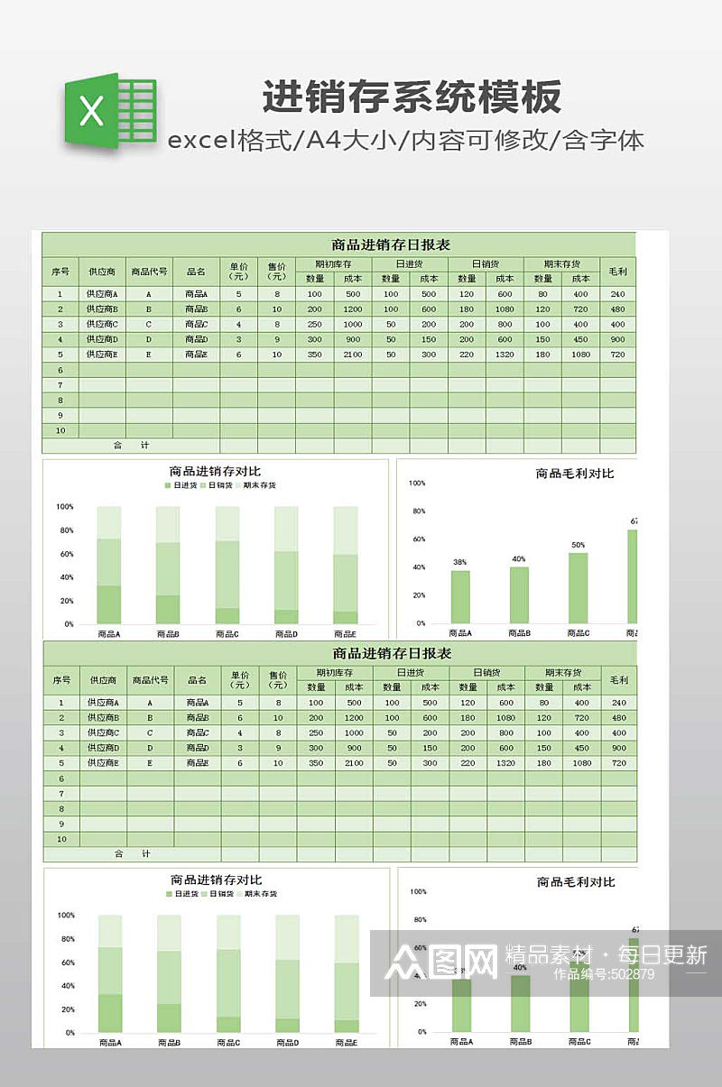 商品进销存日报表素材