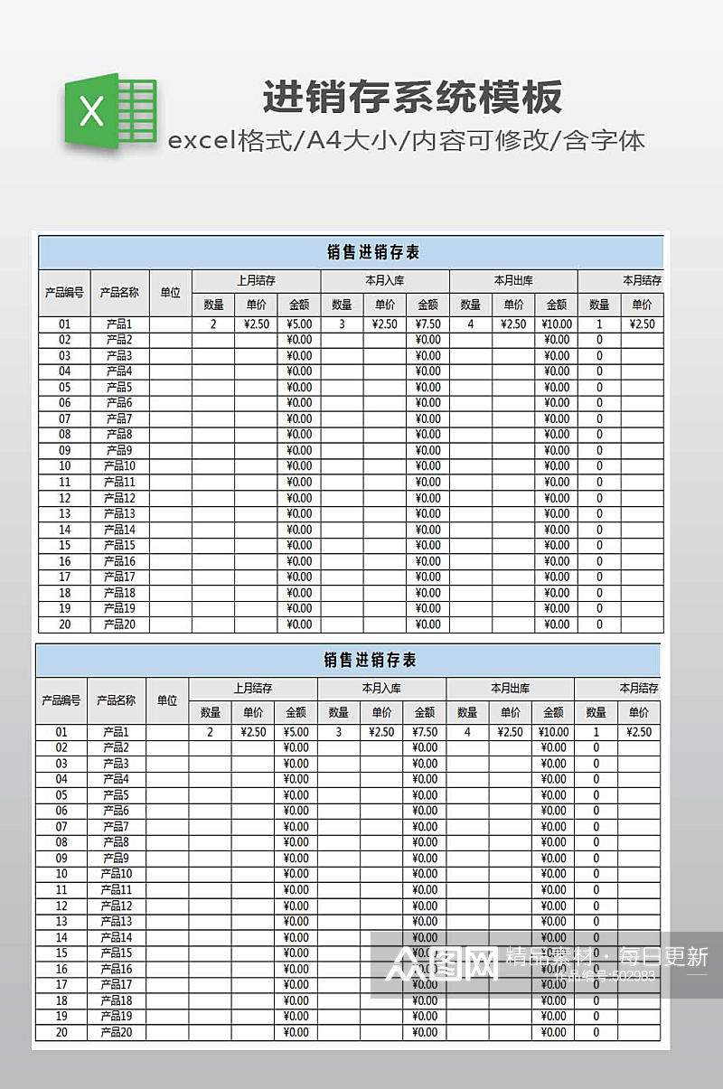 销售进销存表模板素材