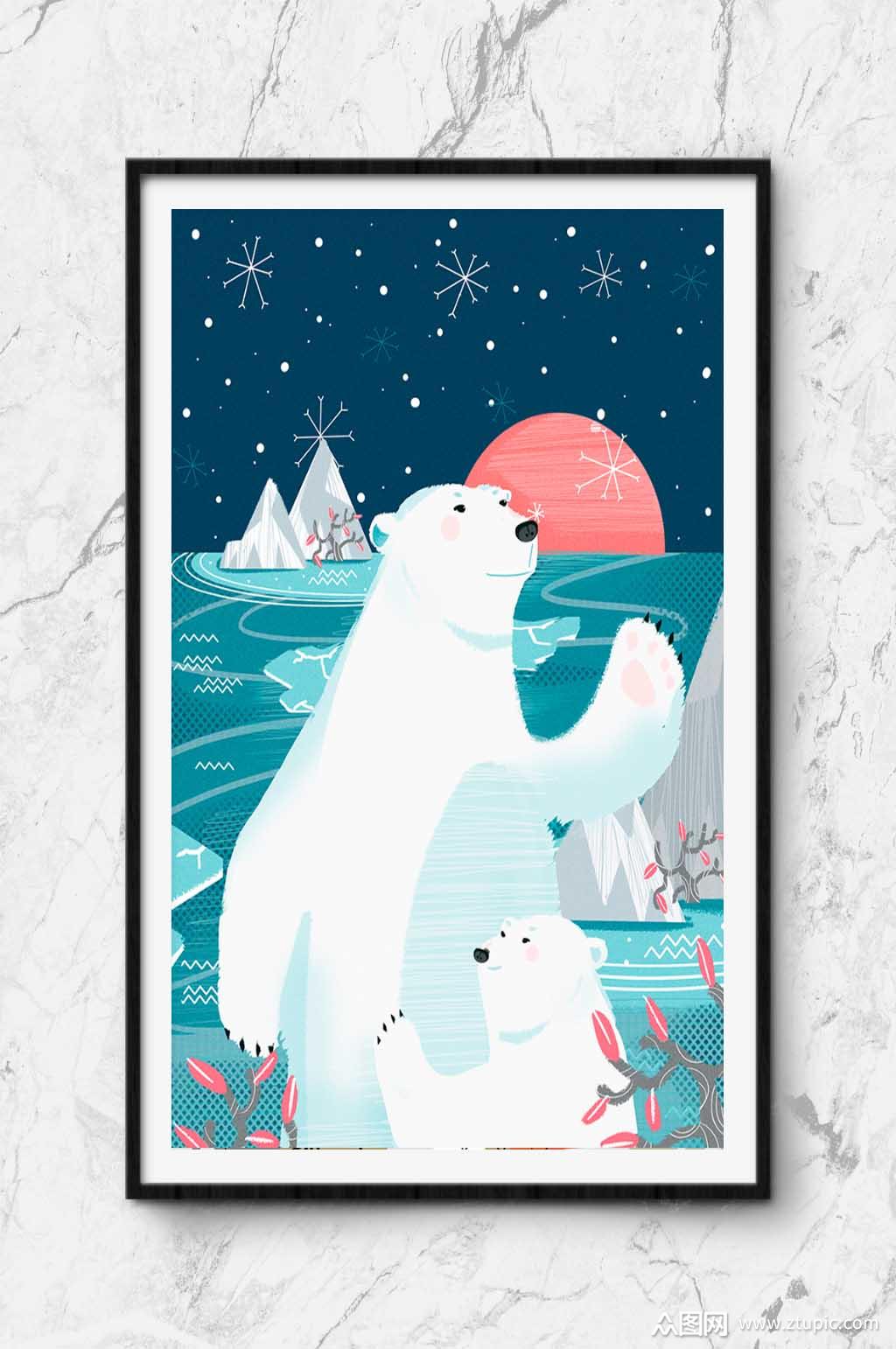 呆萌北极熊海报下载素材