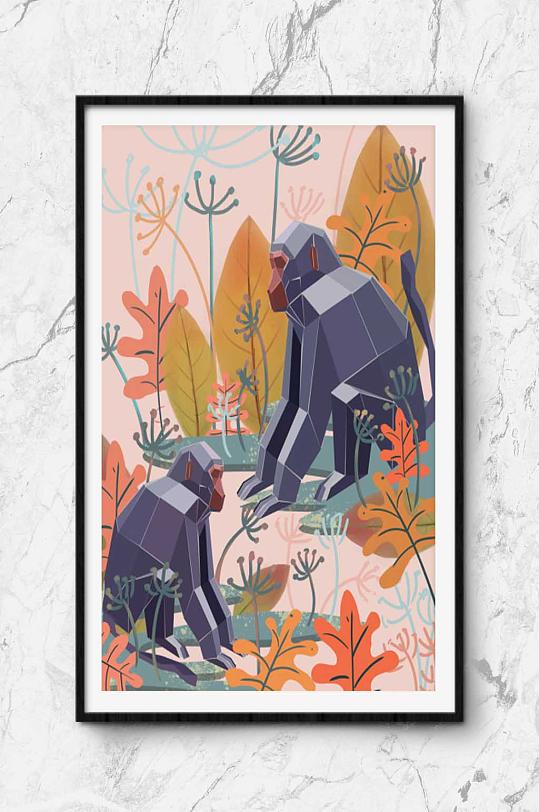 猴子插画海报下载