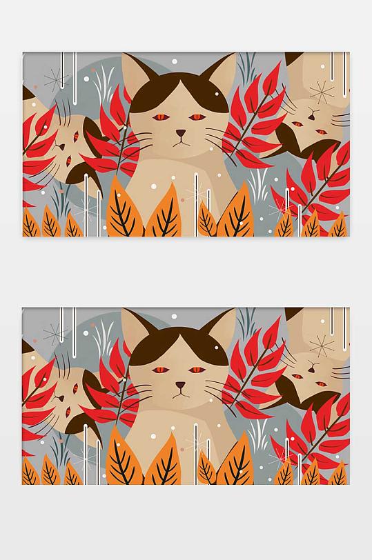 猫插画海报PS下载