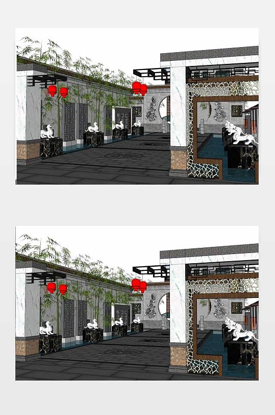 园林建筑SU模型-众图网