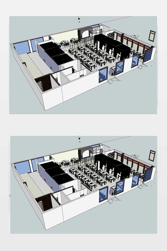 火锅店SU模型图-众图网