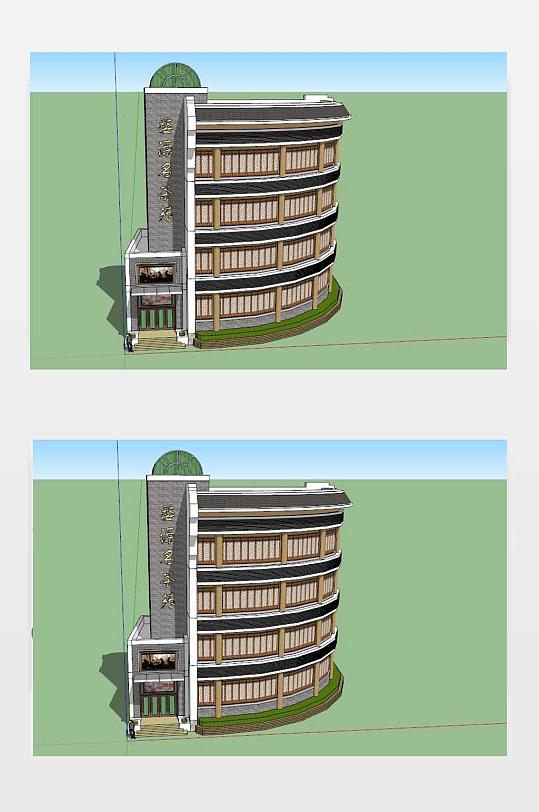街角茶楼SU模型设计图