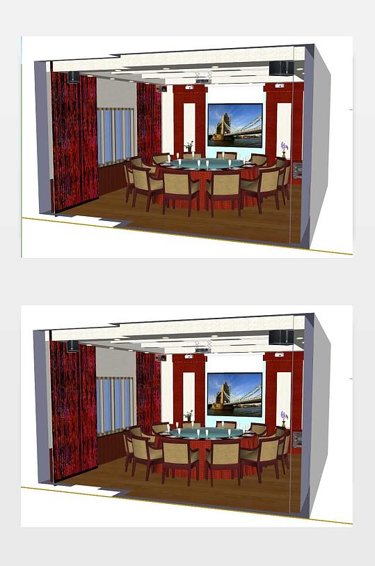酒店包厢包间SU模型设计图-众图网
