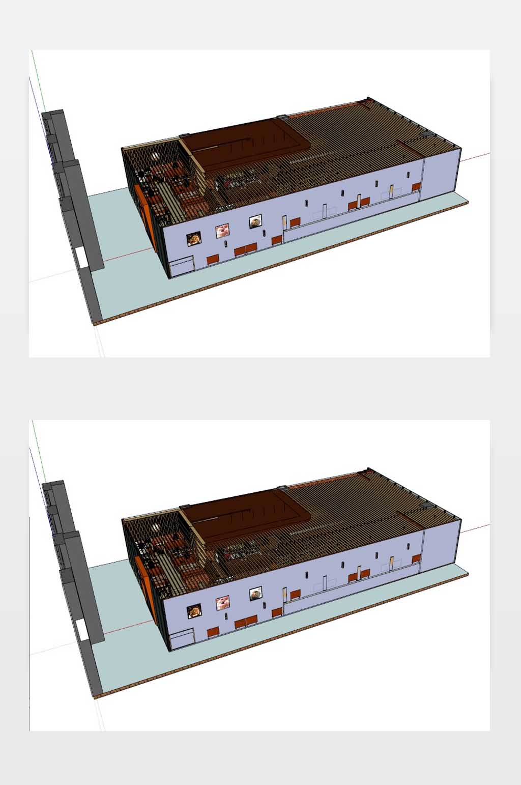 咖啡厅室内室外整体SU模型设计图素材