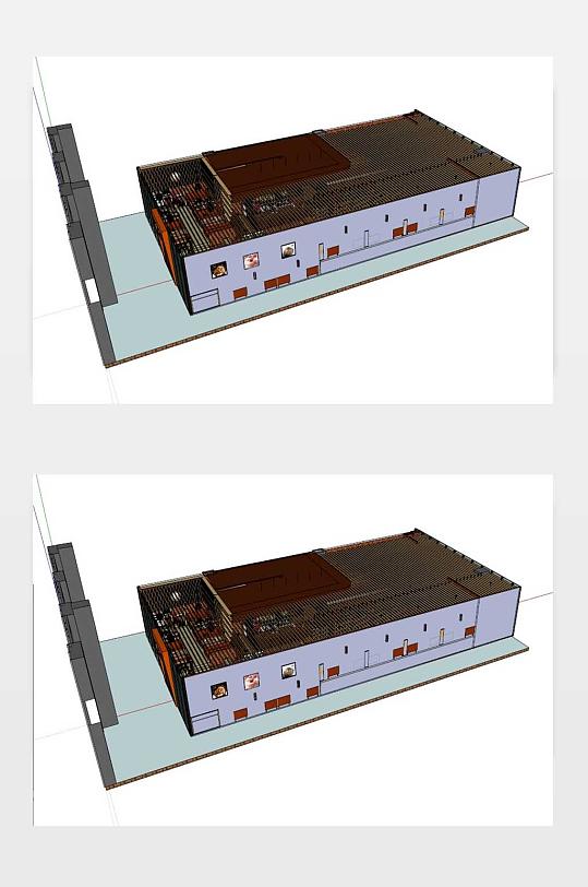 咖啡厅室内室外整体SU模型设计图