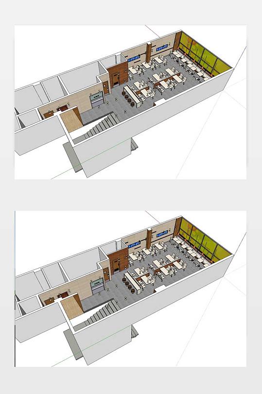 快餐店室内模型SU模型-众图网
