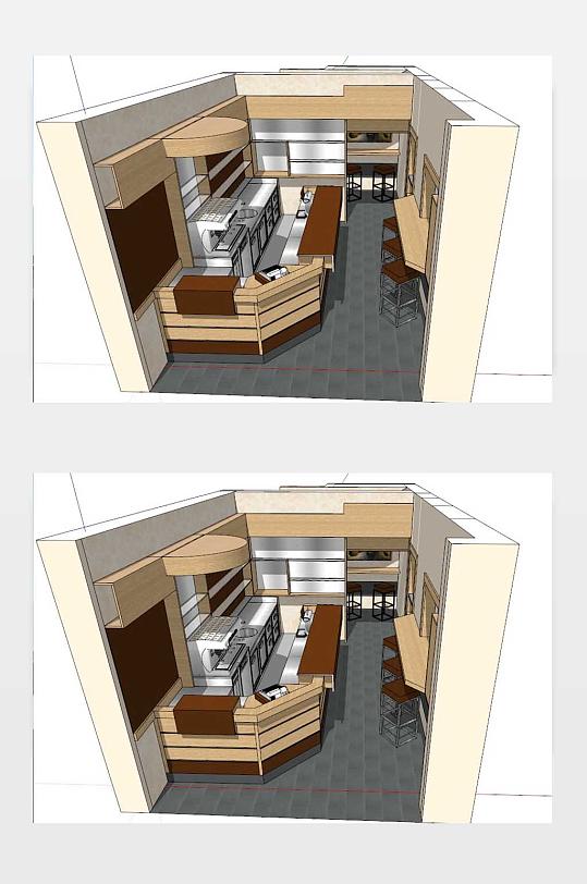 奶茶饮品店SU模型设计图