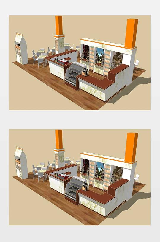 欧式咖啡店小场景SU模型-众图网