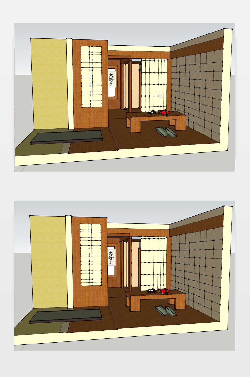 日式茶室室内SU模型素材