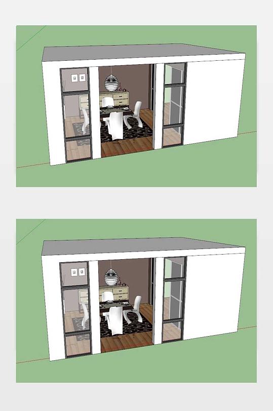 现代餐厅装修设计SKP模型