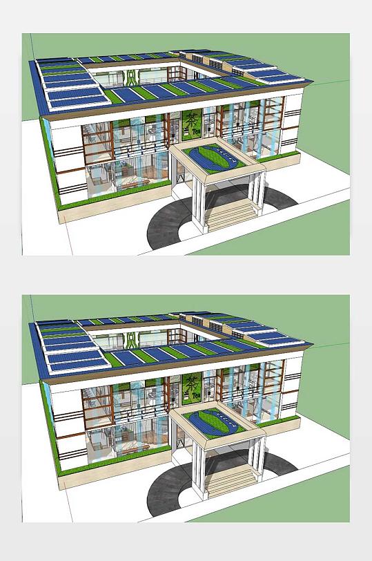 竹園茶景茶厅现代茶楼SU模型-众图网