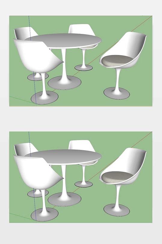 休闲咖啡桌椅SU模型-众图网