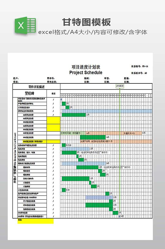 pd项目进度计划表甘特图