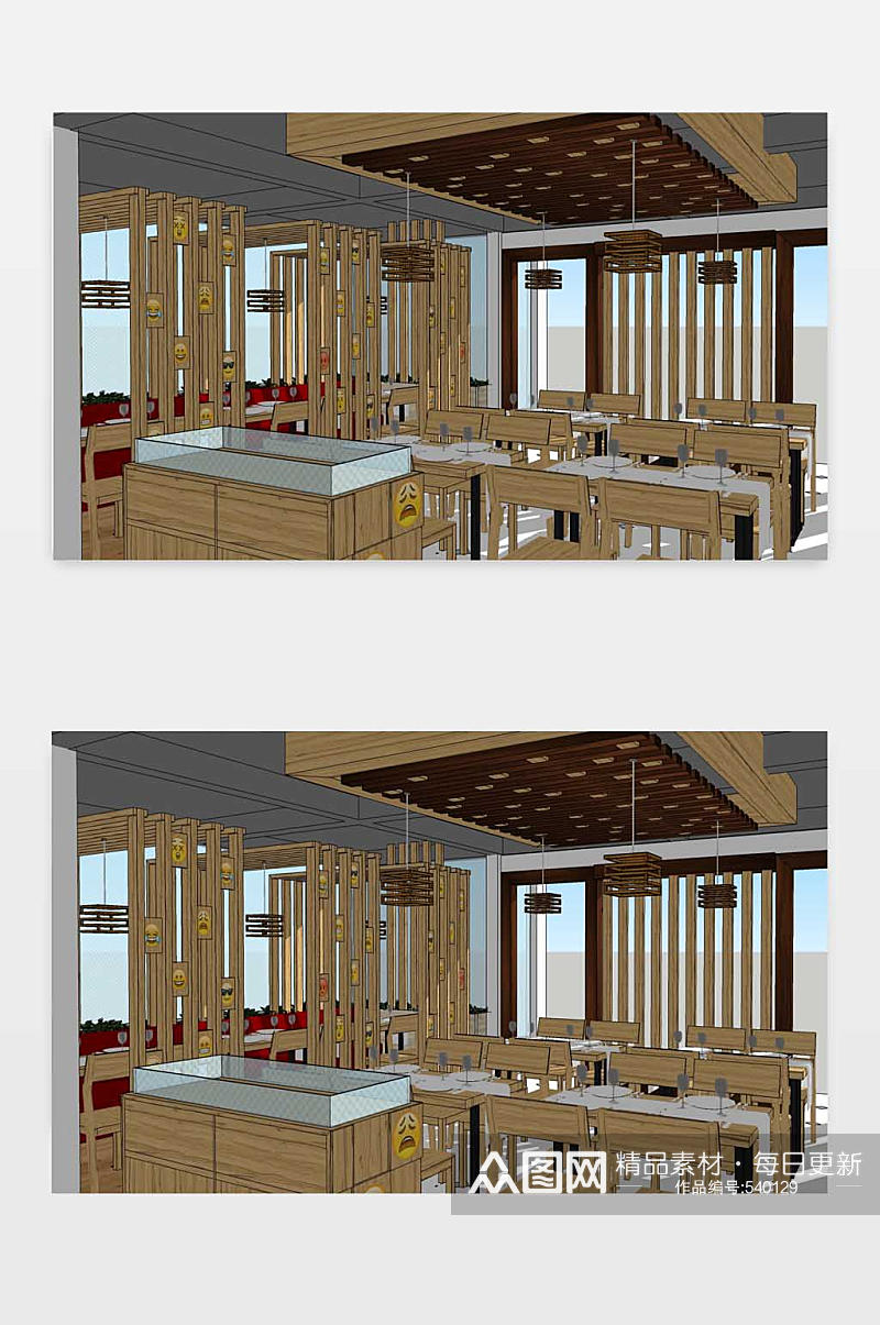 餐厅SU模型图下载素材