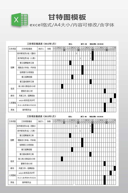 工作项目推进表(甘特图).-众图网