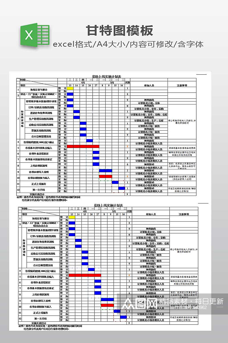 实施计划表甘特图素材