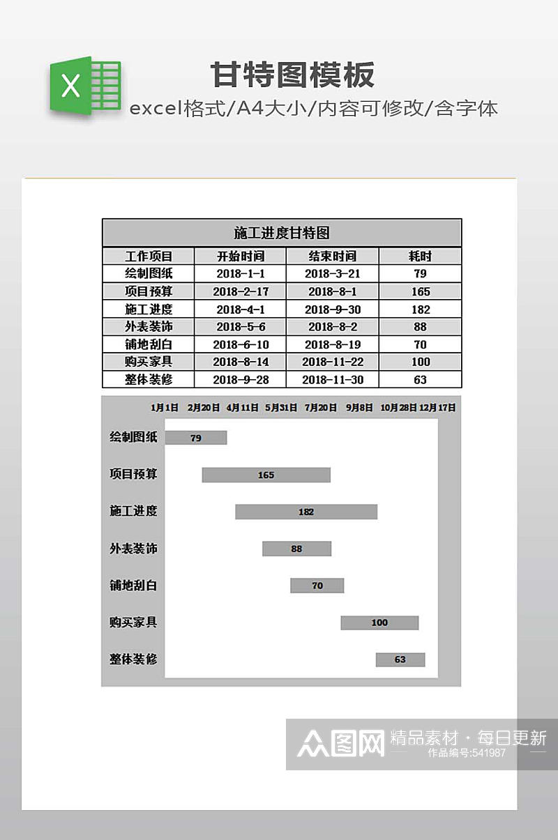 施工进度甘特图下载素材