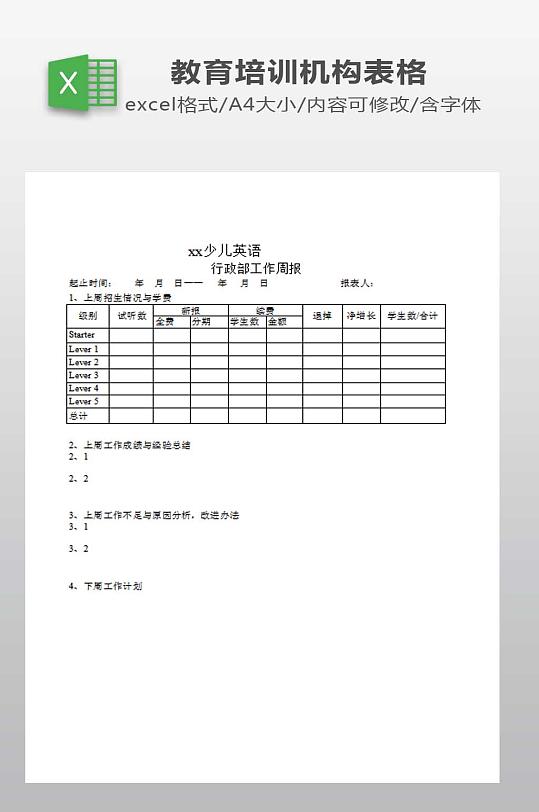 行政部工作周报下载