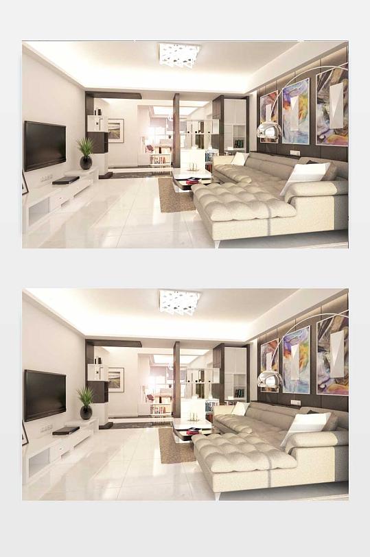 客厅SU效果图下载-众图网