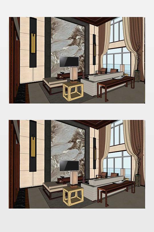 中式家装SU模型图下载