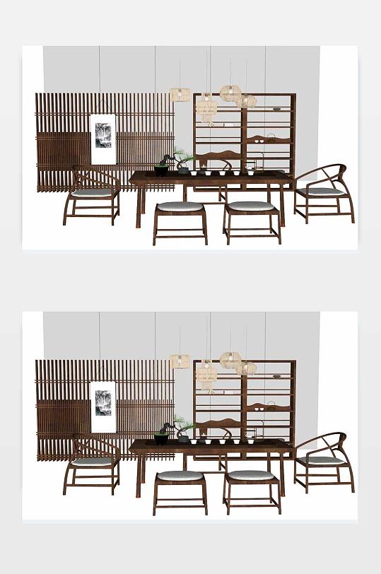 SU新中式禅意家具效果图-众图网