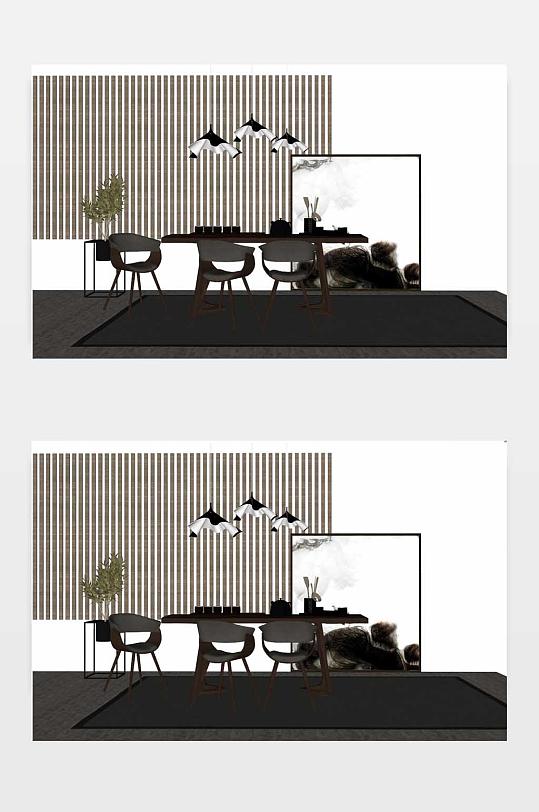 新中式禅意家具su模型-众图网