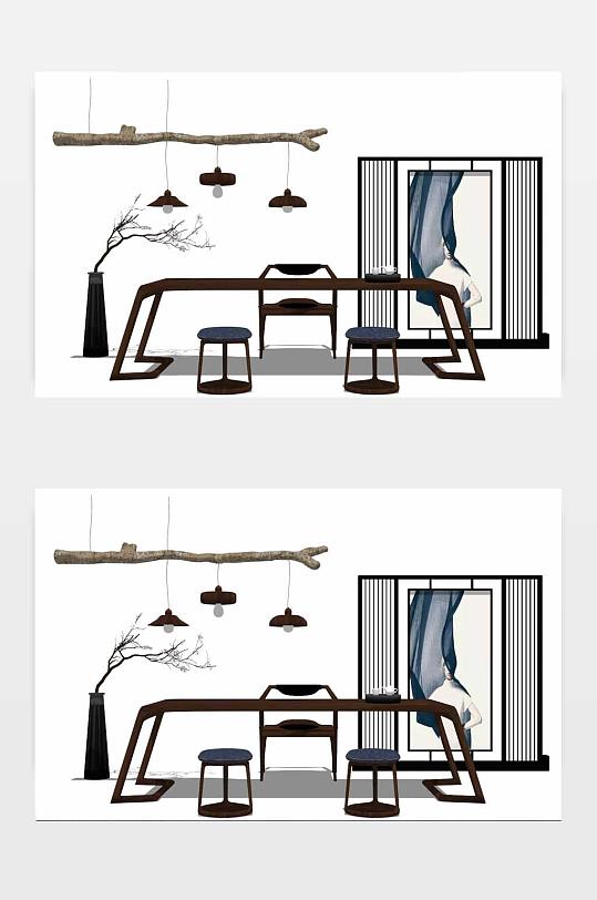 禅意家具SU模型-众图网