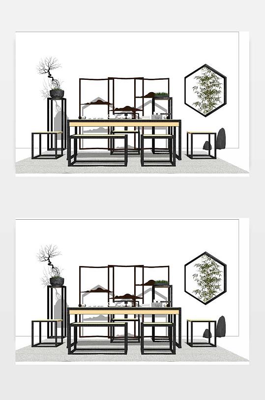 新中式禅意家具模型下载-众图网