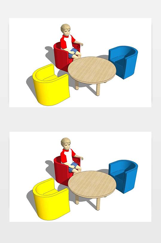 儿童桌椅SU模型