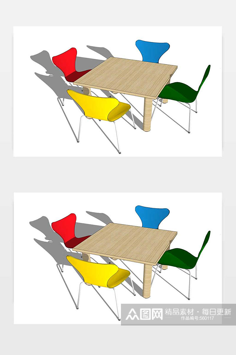 SU儿童桌椅模型素材