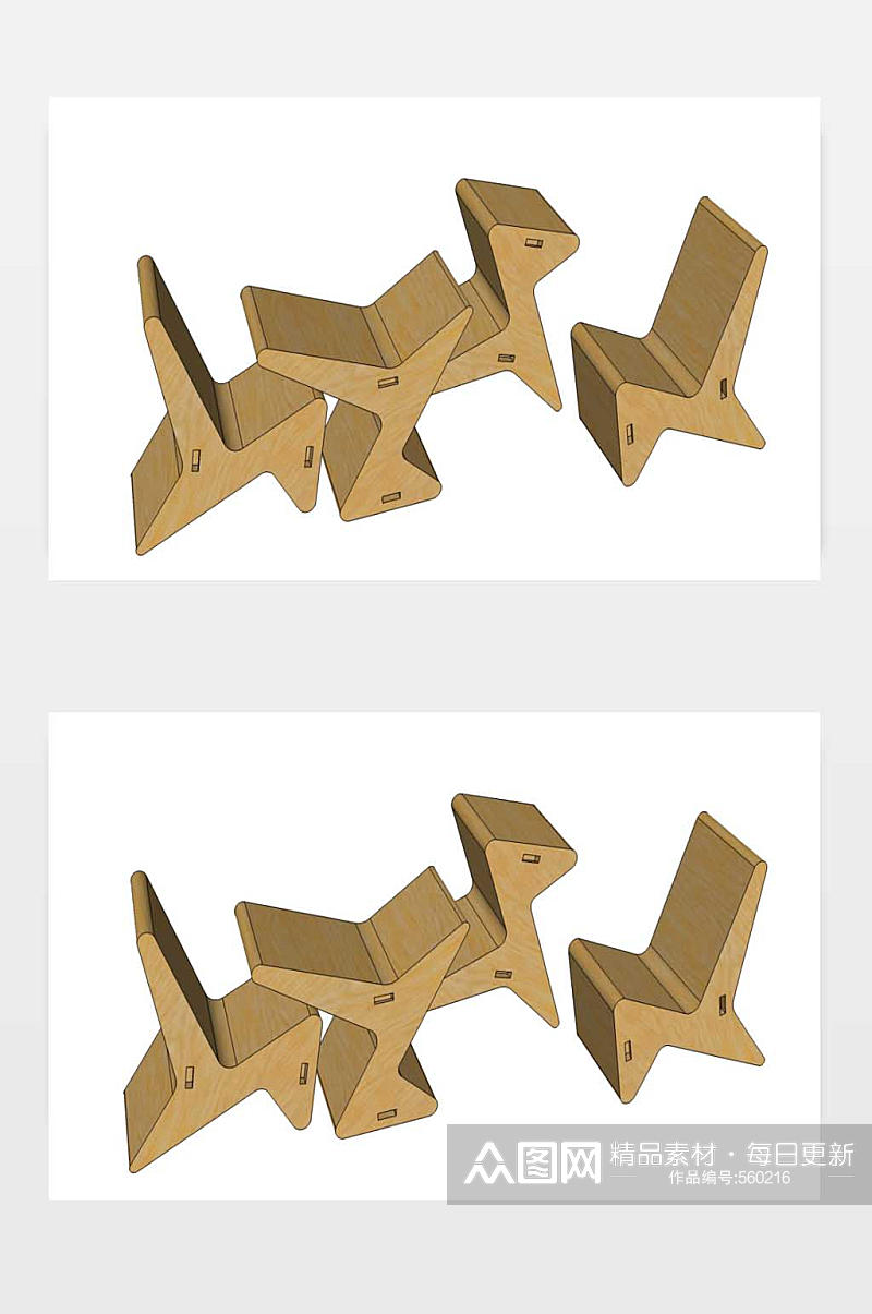 SU桌椅模型设计素材
