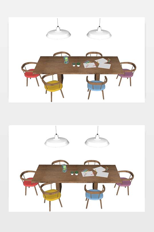 桌椅SU模型下载-众图网