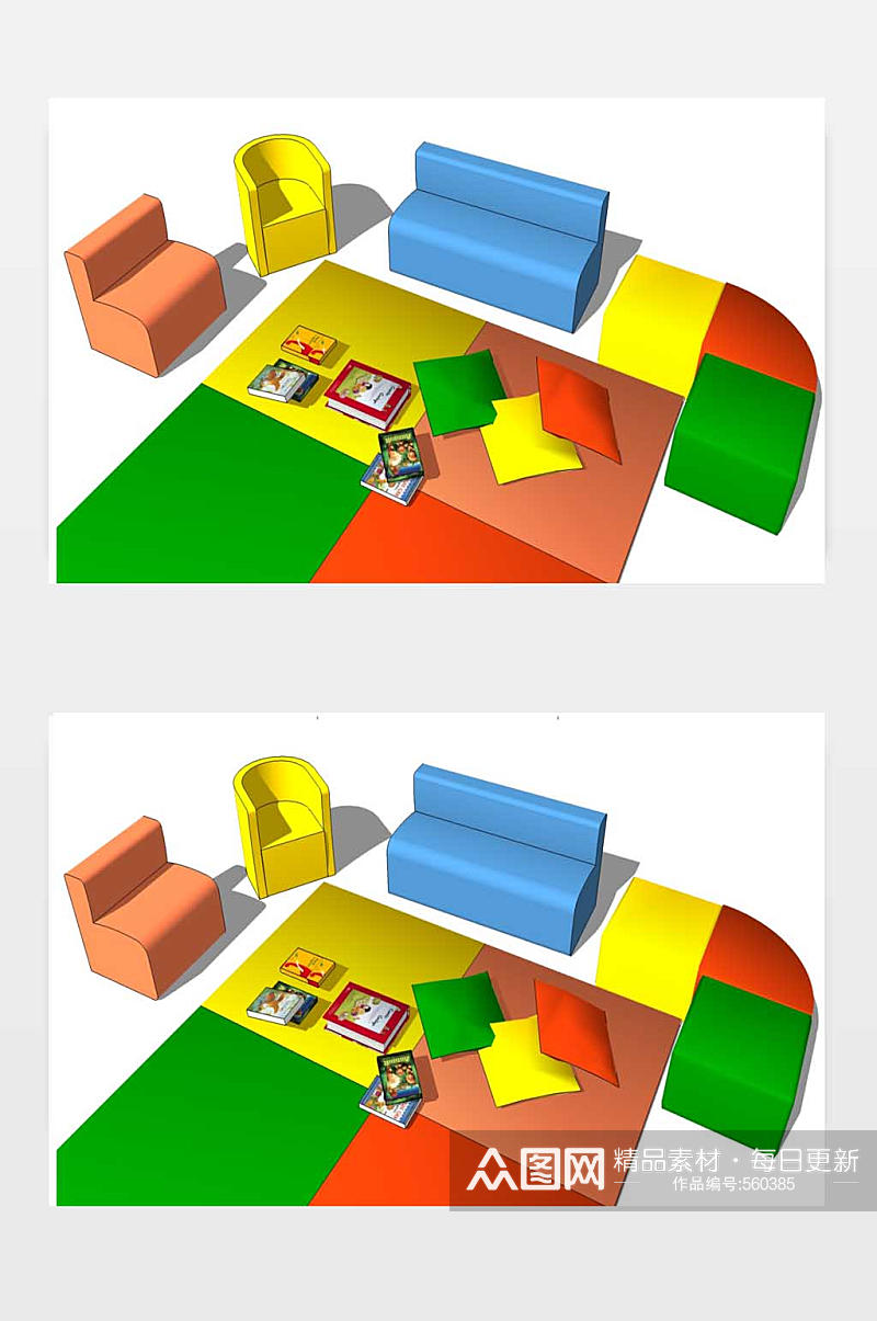 儿童桌椅效果图下载素材