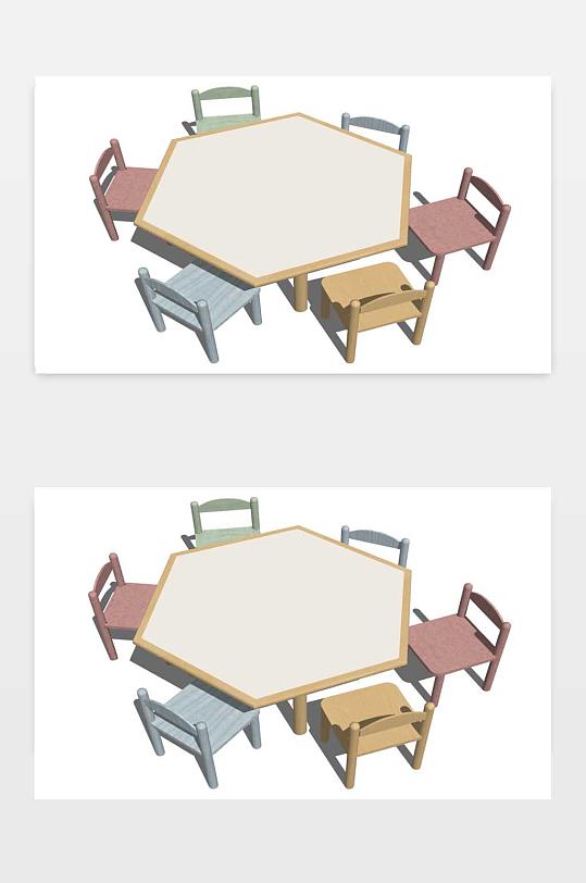 儿童桌椅SU效果图-众图网