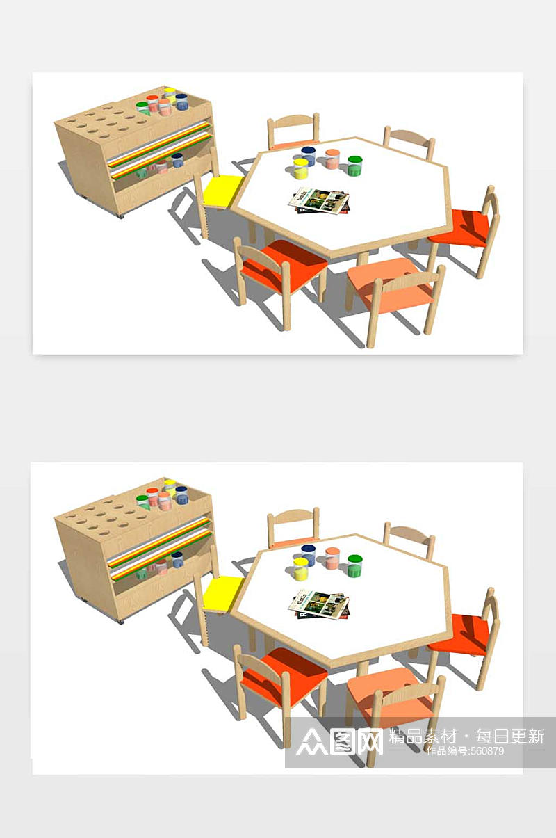 儿童桌椅设计模型素材