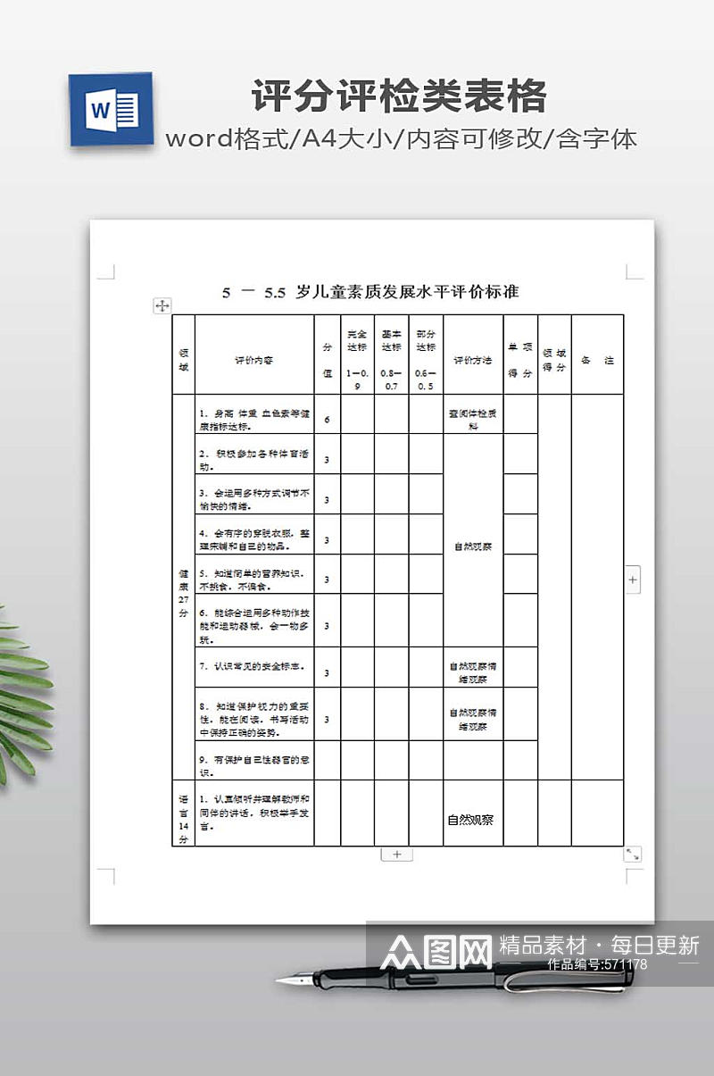 儿童素质发展水平评价标准素材