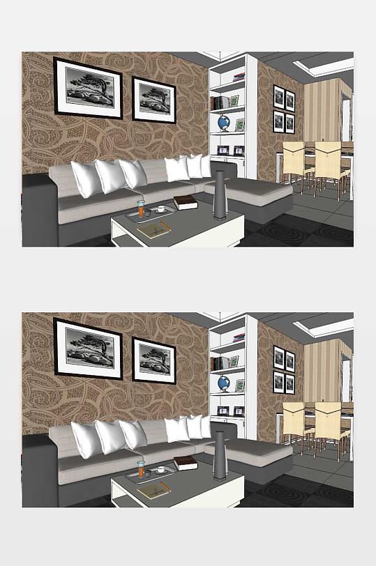 现代风格客厅模型-众图网